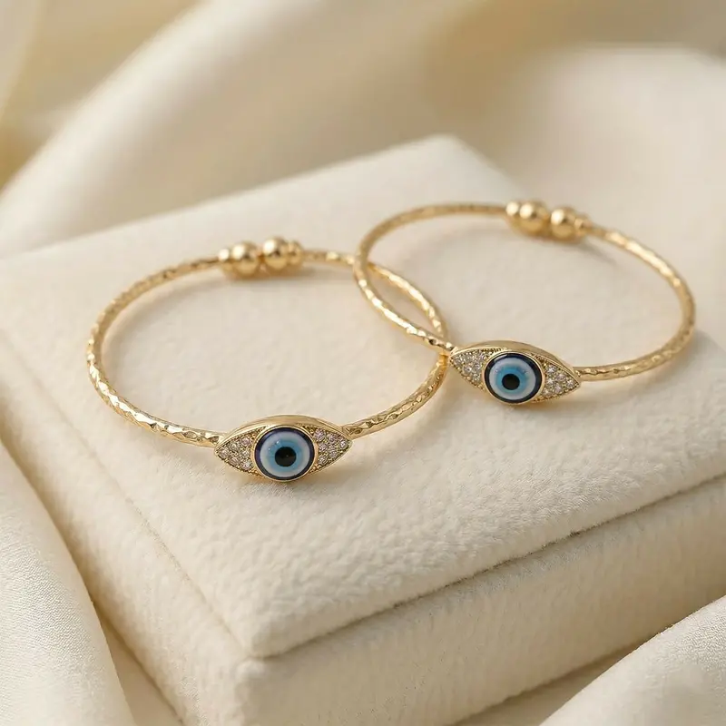 Adjustable Gold Evil Eye Bangles For Everyday Protection 1