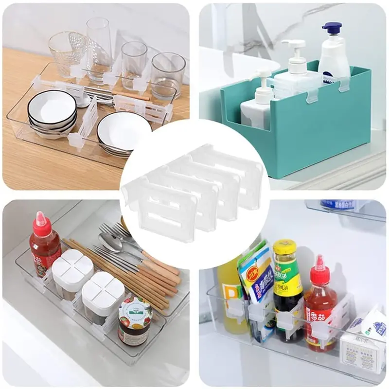 Adjustable Refrigerator Drawer Shelf Divider Clips – 4-Piece Pack 1
