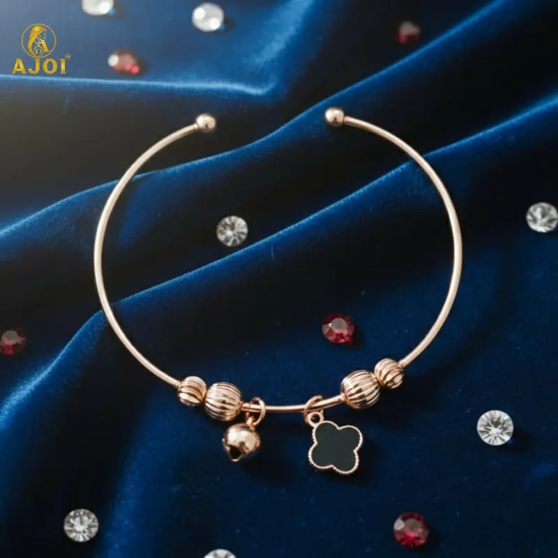 Adjustable Rose Gold Plated Charm Bracelet For Everyday Wear 1