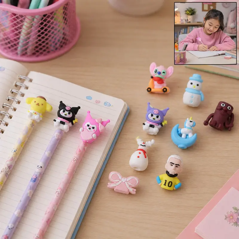 Adorable Cartoon Pencil Toppers – Assorted Designs (1 Pc) 1