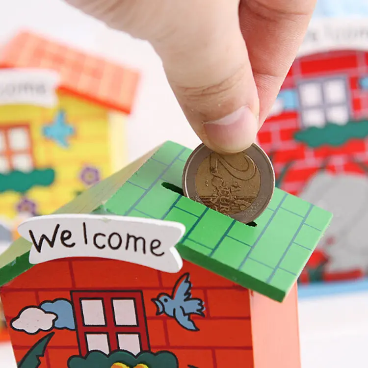 Adorable Wooden Piggy Bank – House-Shaped Money Box For Kids & Collectors 1