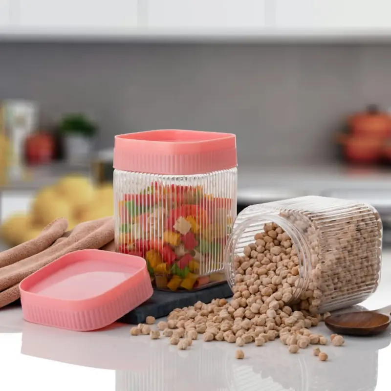 Airtight Plastic Kitchen Storage Containers – 2-Piece Leak-Proof Food Jar Set (1500Ml Each) 1