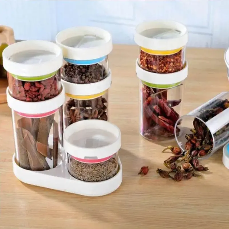 Airtight Transparent Spice Storage Set – 8-Piece Masala Dabba With Tray & Lids For Pantry Organization 1