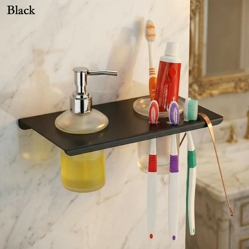 All-In-One Stainless Steel Bathroom Shelf – Includes Soap Dispenser & Toothbrush Caddy 3