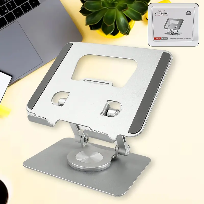 Aluminum Alloy 360° Rotating Tablet Stand – Lightweight Foldable Holder For Desk Or Travel 1