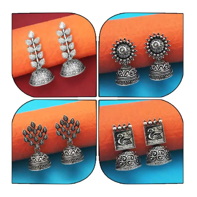 Antique-Finish Oxidized Jhumki Earrings – Classic Indian Style 1
