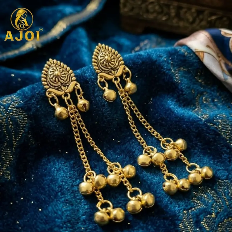 Antique Gold Chain Drop Earrings – Traditional Elegant Dangle Jewelry With Timeless Appeal 1