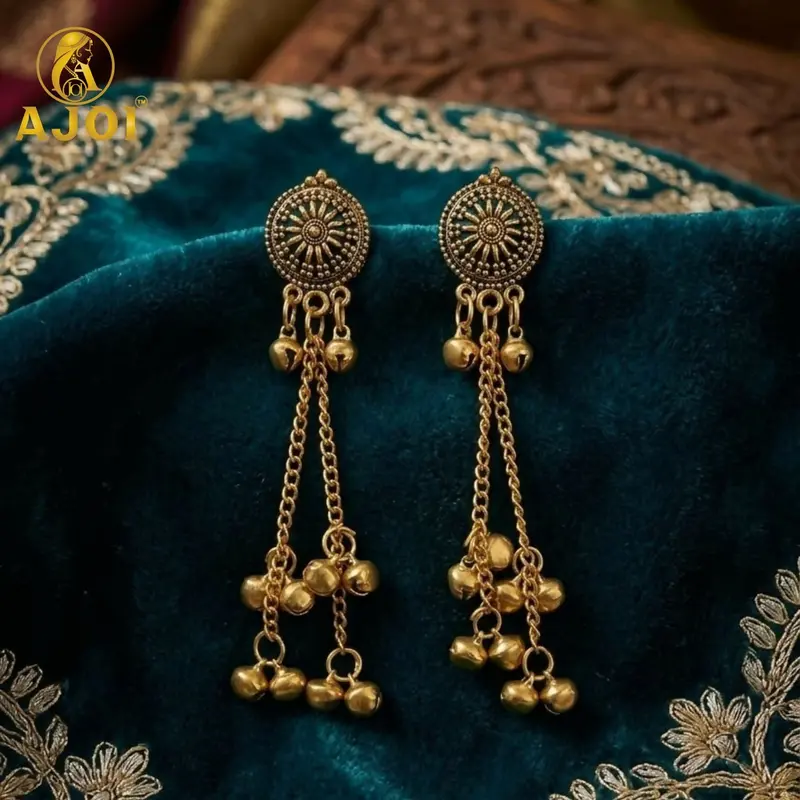 Antique Gold-Plated Traditional Earrings – Classic Design With Rich Metallic Finish 1