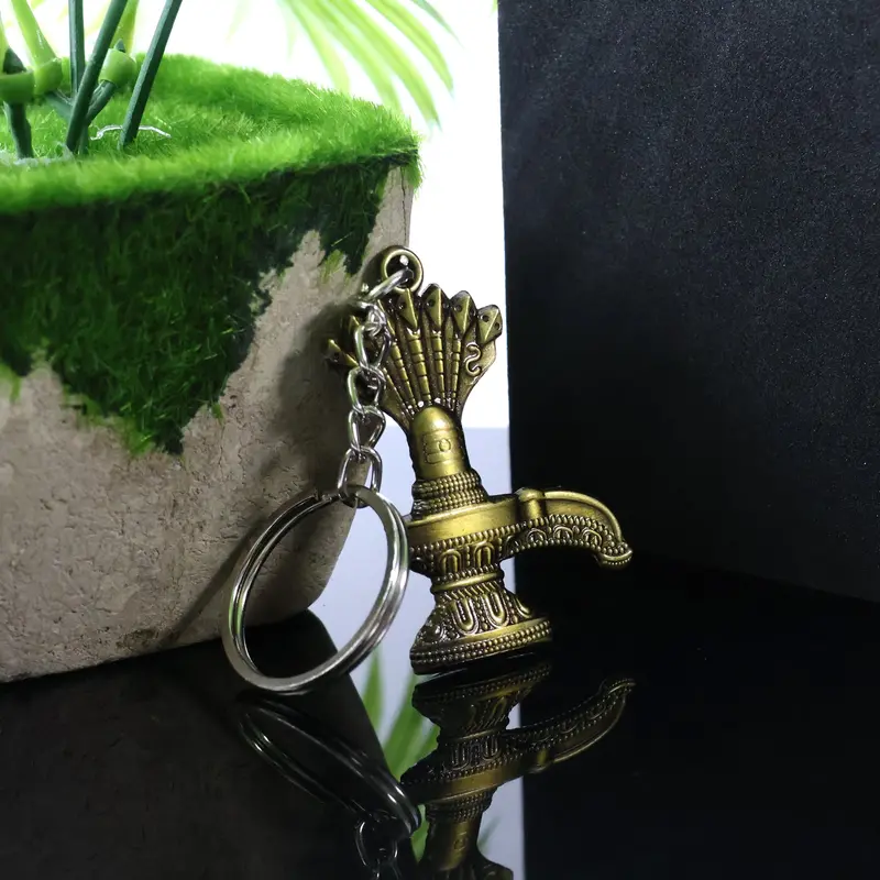 Antique Shiva Lingam Keychain – Spiritual Metal Pendant 1