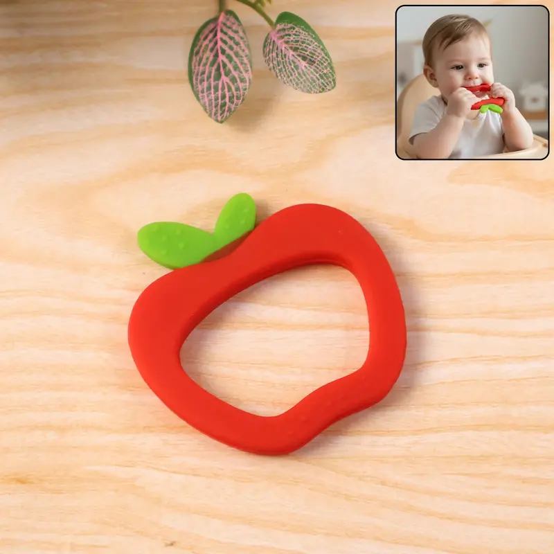 Apple-Shaped Silicone Teether – Gentle Gum Relief For Babies 1