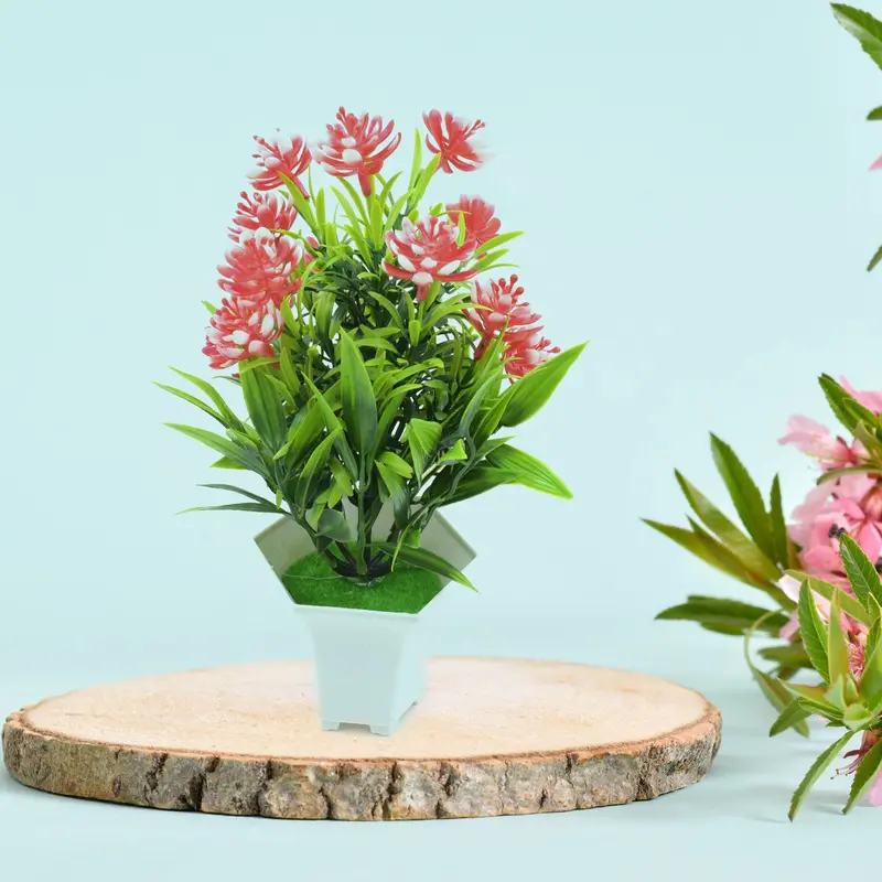 Artificial Wildflower Arrangement – Low-Maintenance Desktop Plant Decor In Stylish Pot (1 Unit) 1