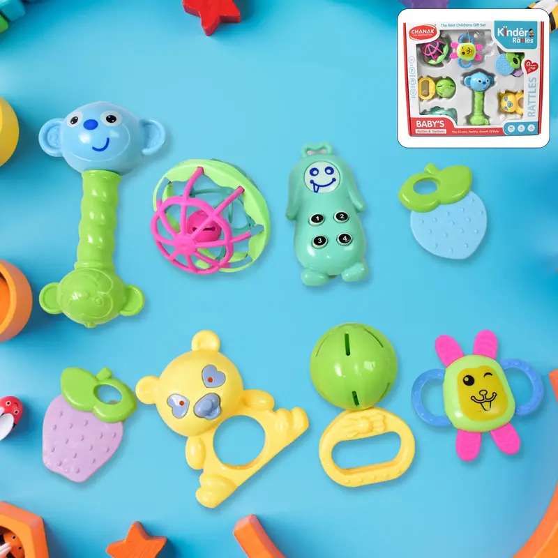 Baby Rattle & Teether Collection – Eight-Piece Non-Toxic Developmental Toy Set 1