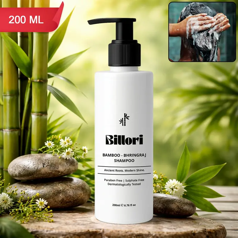 Bamboo & Bhringraj Shampoo With Neem, Aritha, Shikakai – Dermatologist-Tested (200Ml) 1