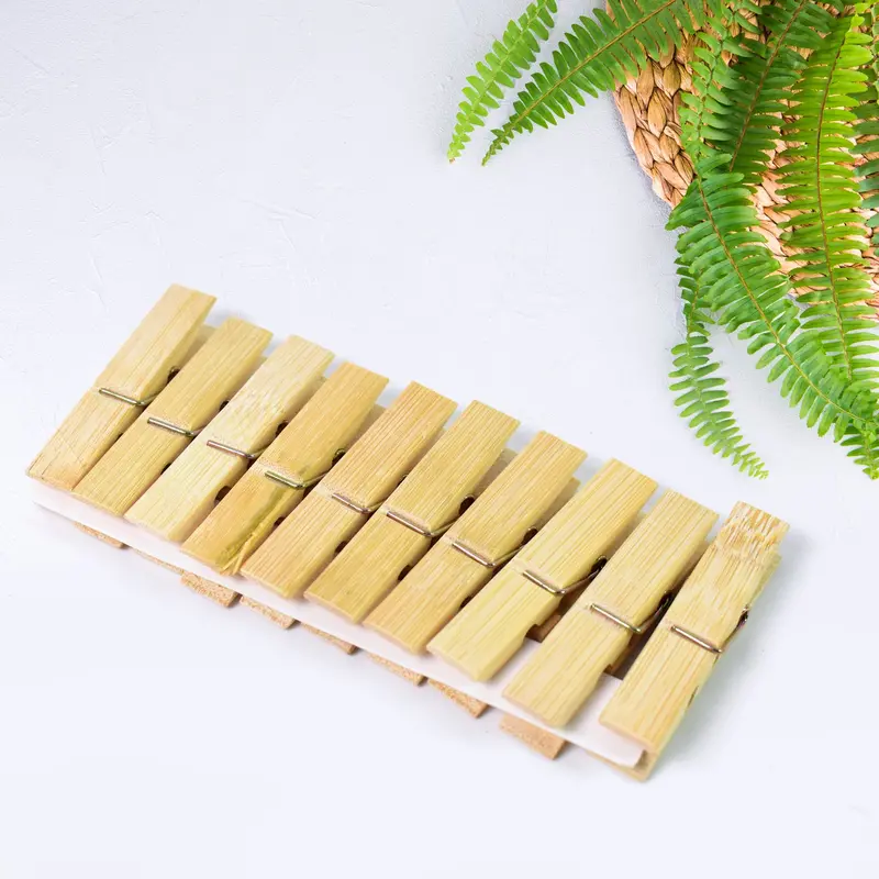 Bamboo Clothespins – Heavy-Duty Natural Wooden Laundry Clips (10-Pack) 1