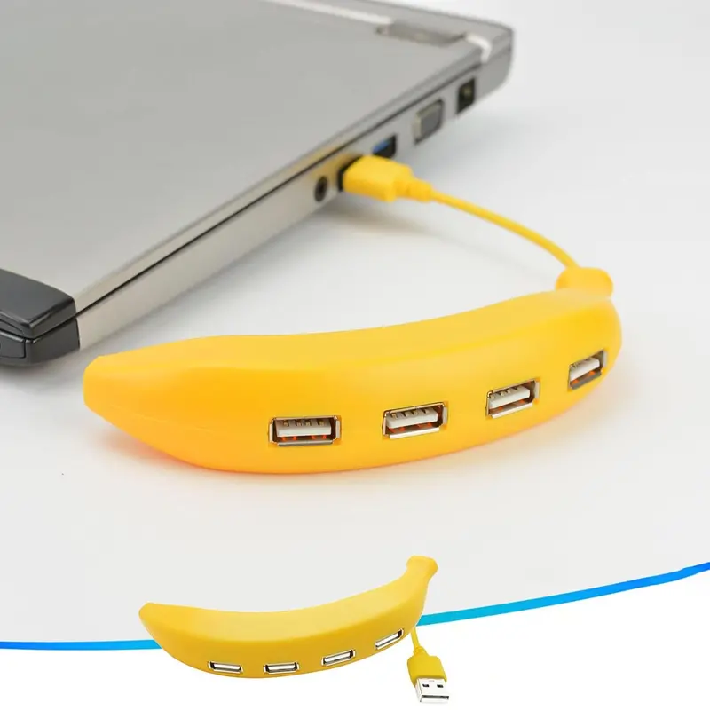 Banana-Themed Usb 2.0 Hub – 4-Port Compact Splitter With Stylish Design 1