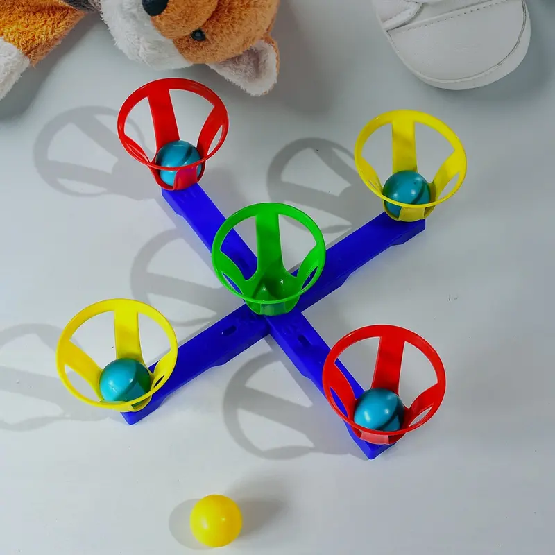 Basket & Ball Toss Game – Interactive Skill-Building Toy Set With 5 Hoops & Matching Balls 1