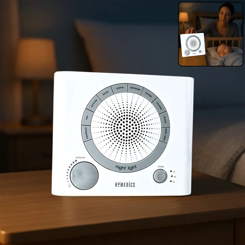 Battery-Operated Sleep Sound Machine With 8 Calming Tracks & Timer 1