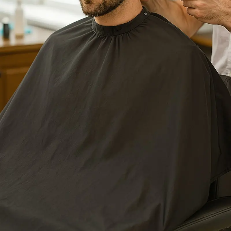 Black Barber Apron With Beard Catcher – Grooming Bib For Hair & Trim Clippings 1