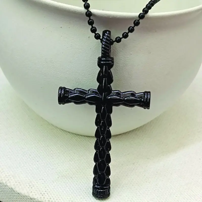 Black Cross Pendant Necklace – Faith-Inspired Men’S Design 1
