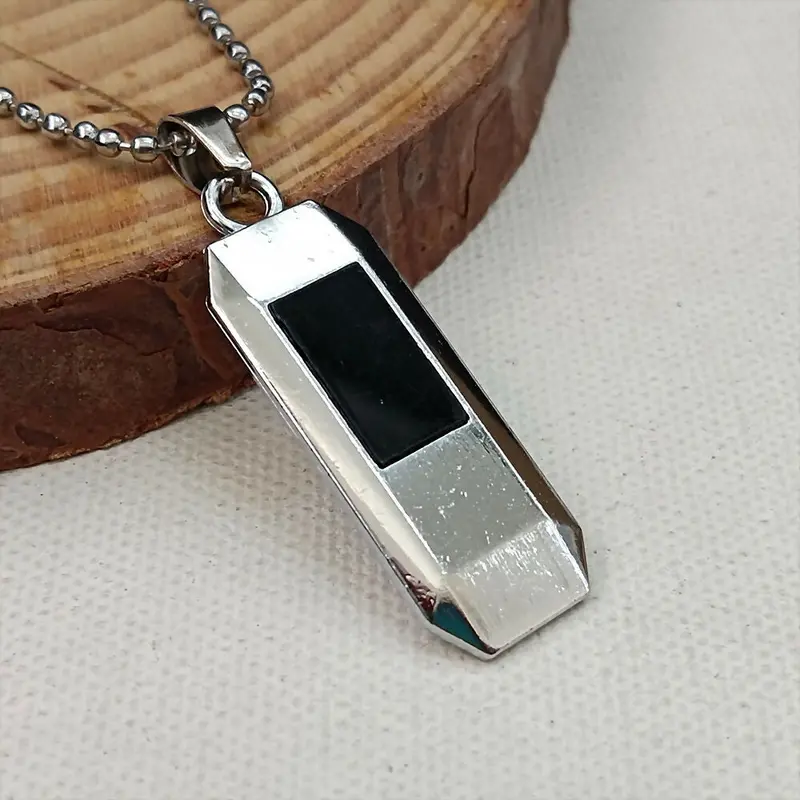 Black Enamel Pendant Necklace – Minimalist Chain Jewelry For Men 1