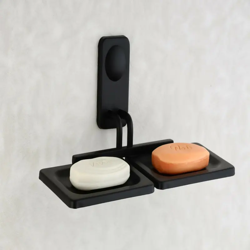 Black-Finished Stainless Steel Dual Soap Tray – Model 1009 1
