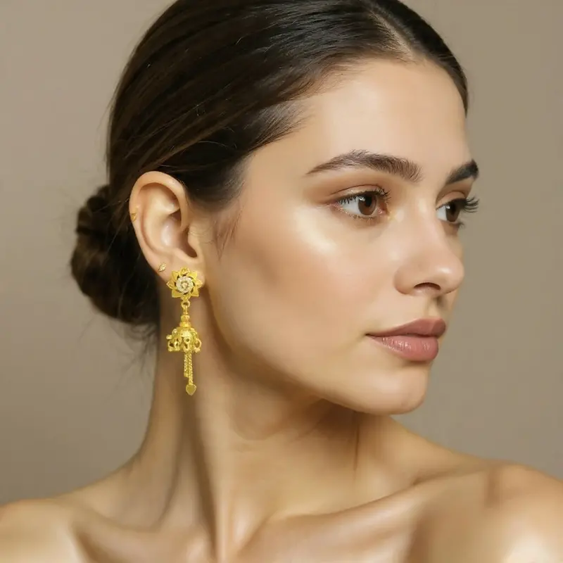 Blossom Flower Designer Jhumka Earrings – Elegant Festive Accessory 1