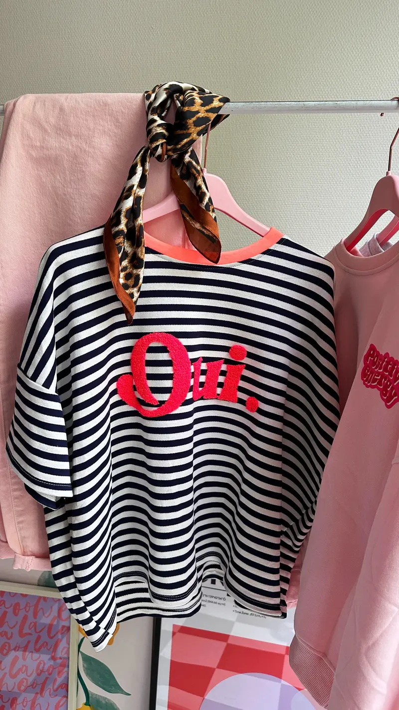 Blue And White Striped Casual T-Shirt 1