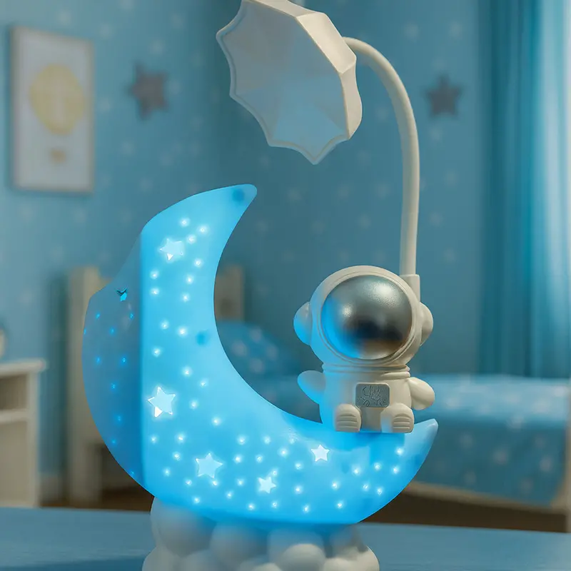 Blue Astronaut-Themed Moon Led Night Light For Children'S Rooms And Desks 1