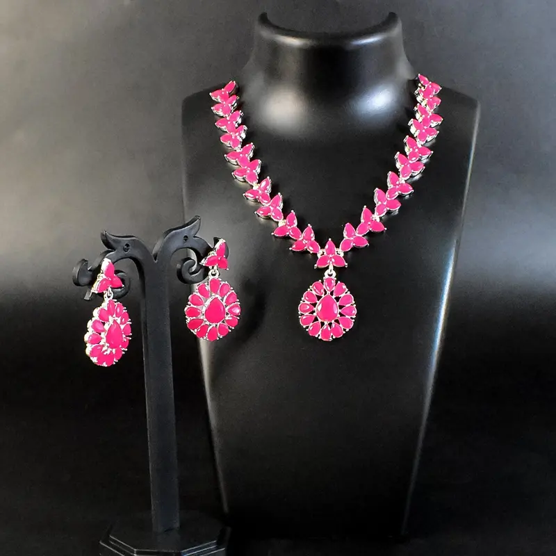 Blush Pink Diamond Necklace And Earring Duo 1