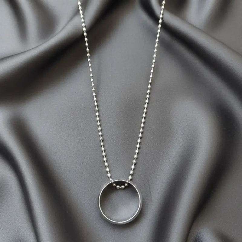 Bold Oversized Silver Round Pendant Necklace For Men 1