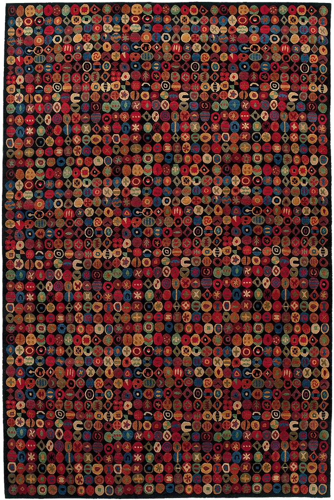 Bottlecaps Pattern Rug In Black 1