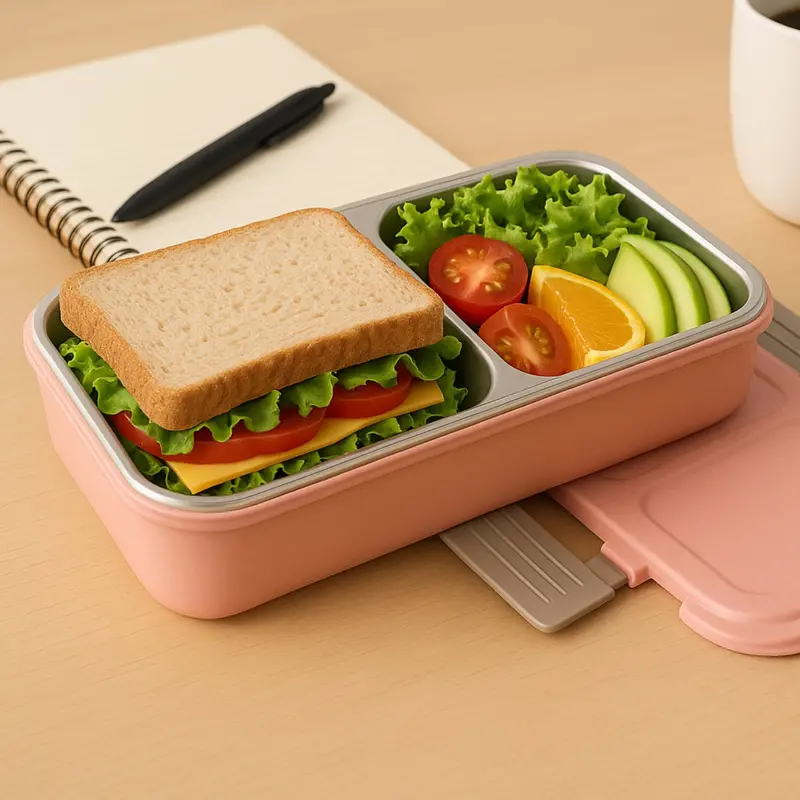 Bpa-Free 2-Compartment Snack Lunch Box – Portable Meal Carrier 1