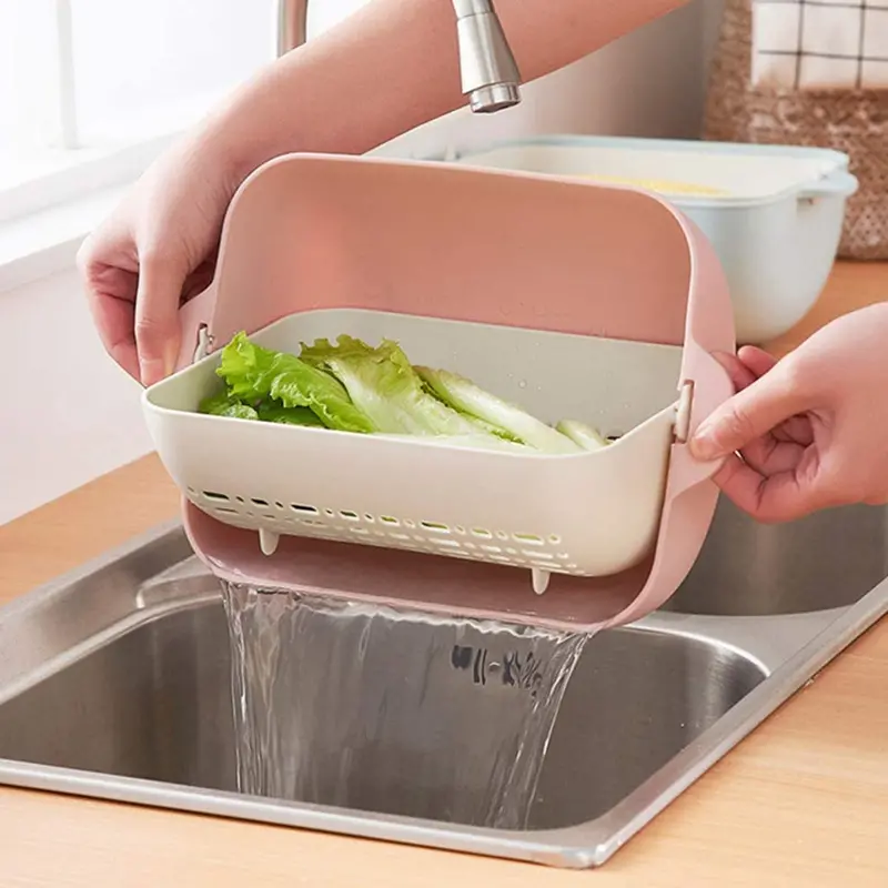 Bpa-Free Rotating Dual-Layer Strainer – Colorful Multi-Function Kitchen Sieve 1