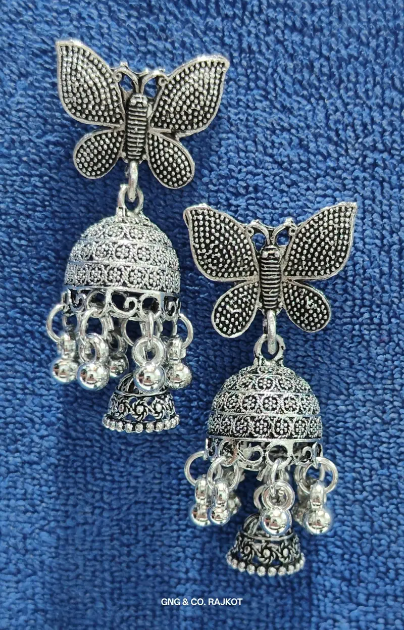 Butterfly-Shaped Jhumka Earrings – Traditional Indian Dangle Jewelry 1