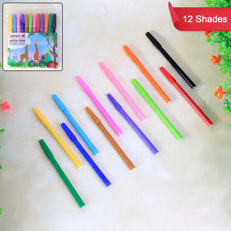 Camel 12-Color Sketch Pens For Drawing, Art, And Creative Expression 1