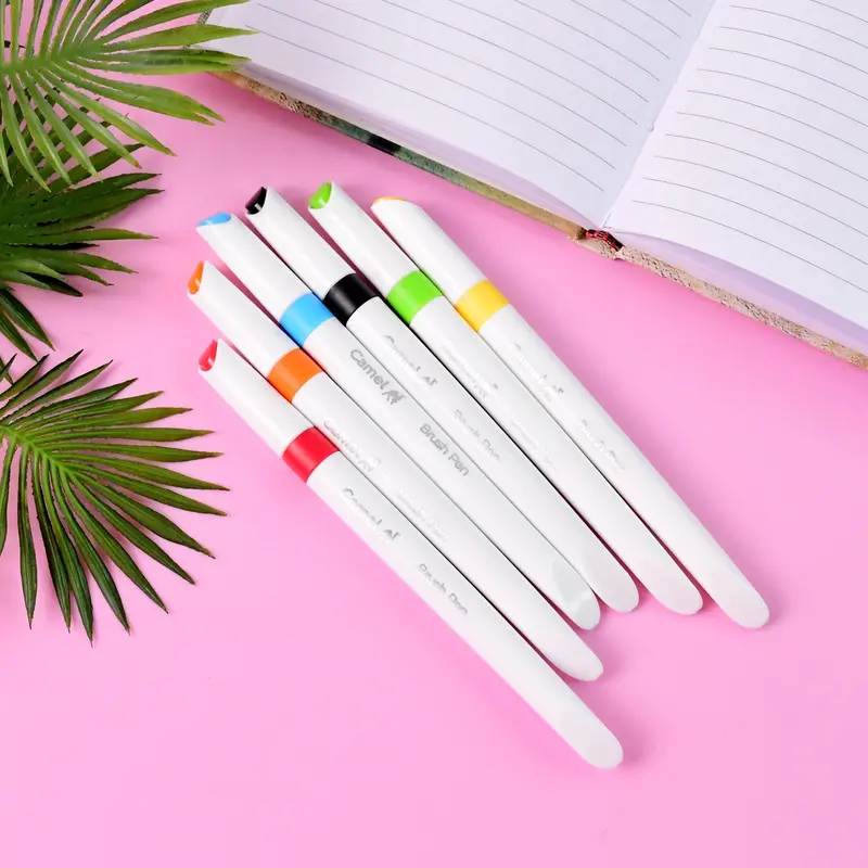 Camel Brush Pens – 6 Flexible-Tip Markers For Lettering & Watercolor Art 1