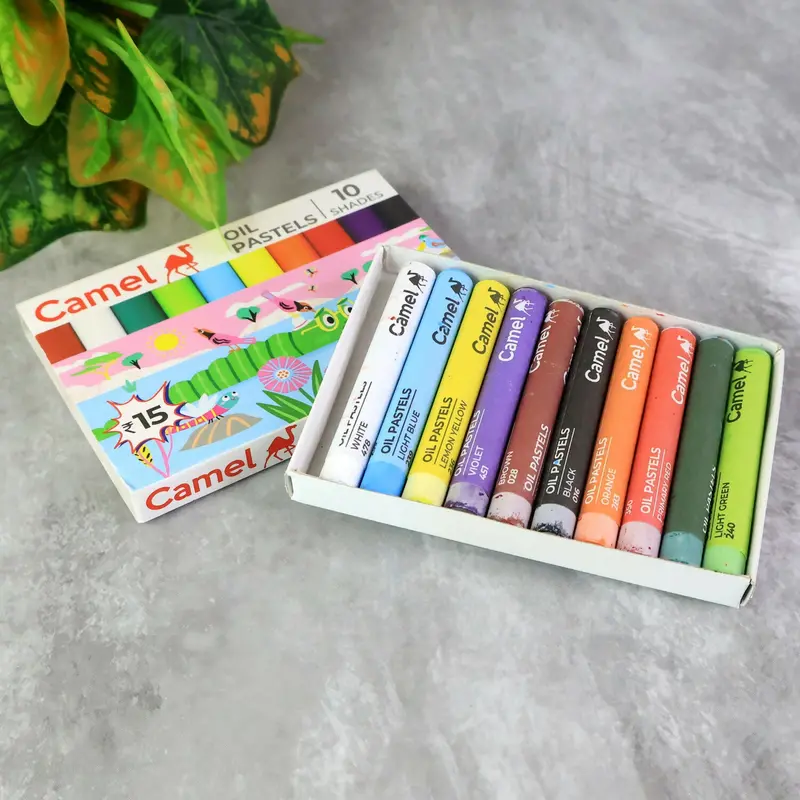 Camel Oil Pastel Set – 10 Vibrant Assorted Colors For Kids & Students 1