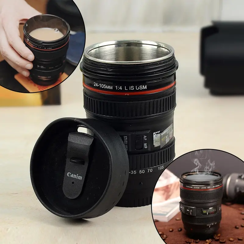 Camera Lens Design Stainless Steel Travel Mug – Insulated Coffee Tumbler 1