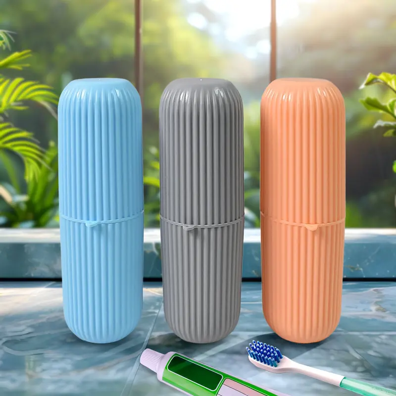 Capsule-Style Travel Toothbrush & Toothpaste Organizer – Three-Piece Colorful Set 1
