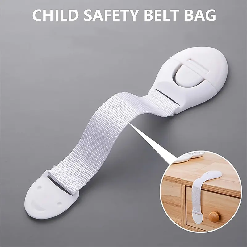 Childproof Drawer And Cabinet Locks – Adjustable Safety Strap System 1