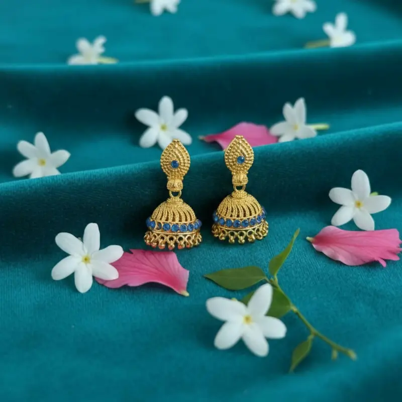 Classic Golden Jhumka Earrings – Festive And Wedding-Ready Ethnic Jewelry For Women 1