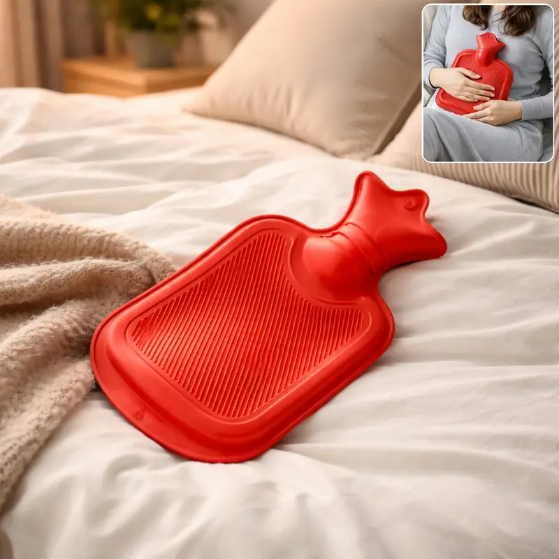 Classic Rubber Hot Water Bottle – Reusable Heat Therapy Bag For Muscle Relief 1