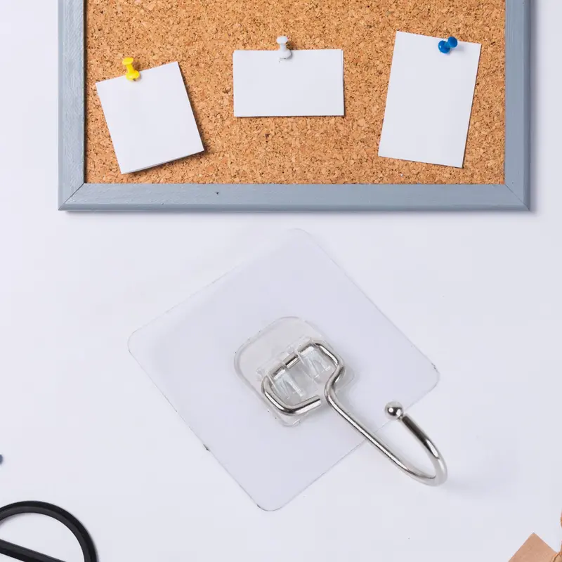 Clear Heavy-Duty Stainless Steel Wall Hooks – Self-Adhesive Mounting Hooks 1