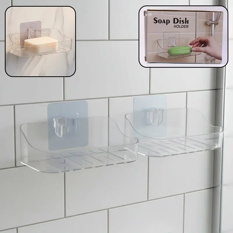 Clear Wall-Mounted Soap Dish Set – Modern Minimalist Holder 1