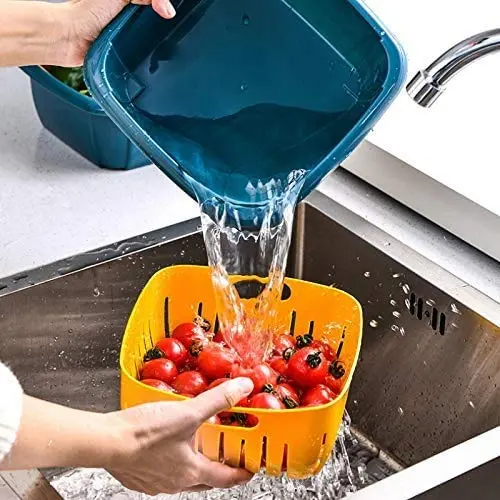 Collapsible Double-Layer Food Drainer Basket – Space-Saving Colander 1