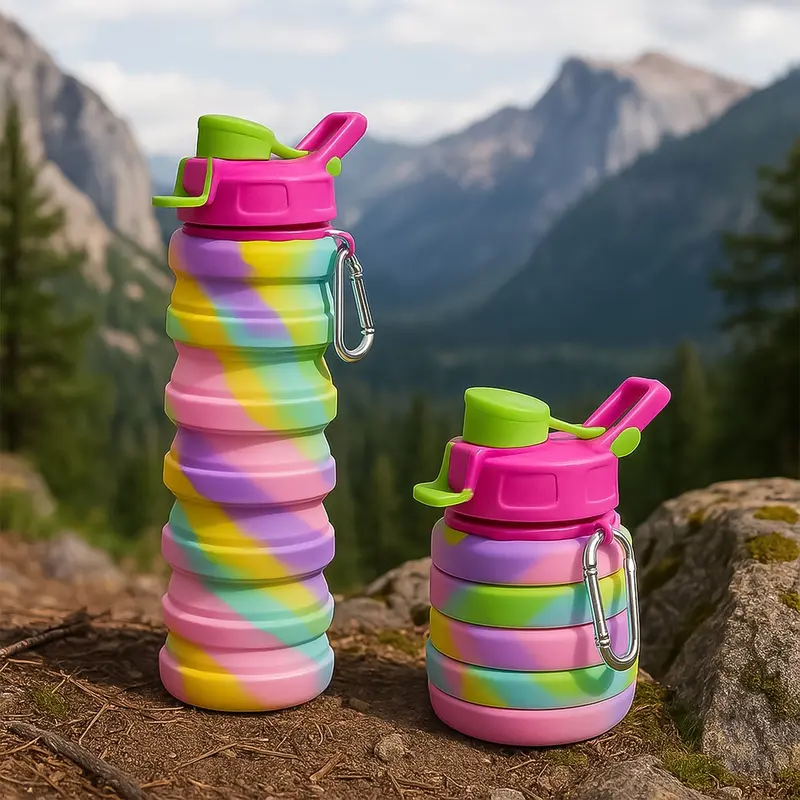 Collapsible Silicone Water Bottle – Vibrant Leak-Proof Hydration (1 Unit) 1