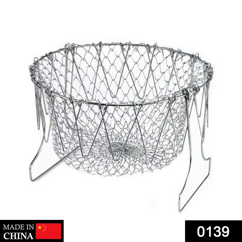 Collapsible Stainless Steel Chef Strainer Basket 1