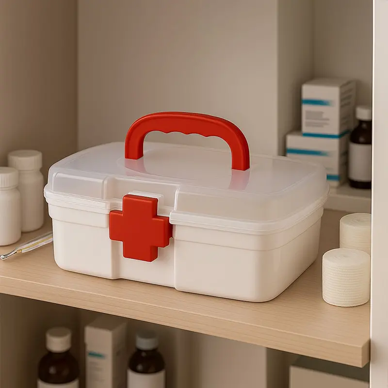 Compact 3-Section First Aid Kit With Transparent Lid & Organizer Tray 1