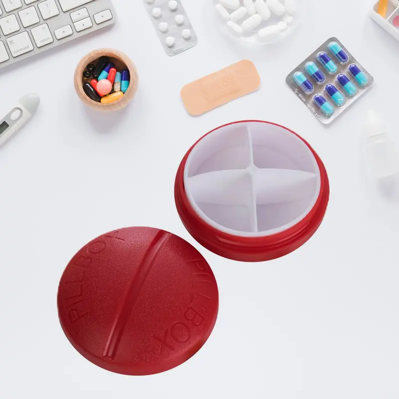 Compact 4-Slot Round Pill Organizer – Portable And Travel-Friendly 1