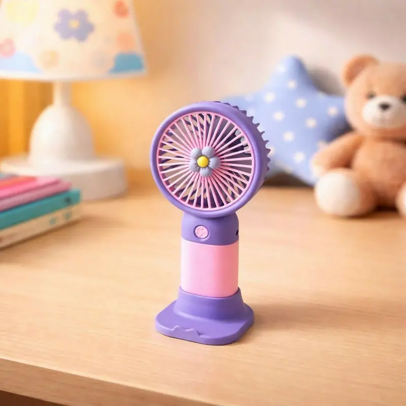 Compact Handheld Fan With Stand – 3-Speed Portable Cooling 1